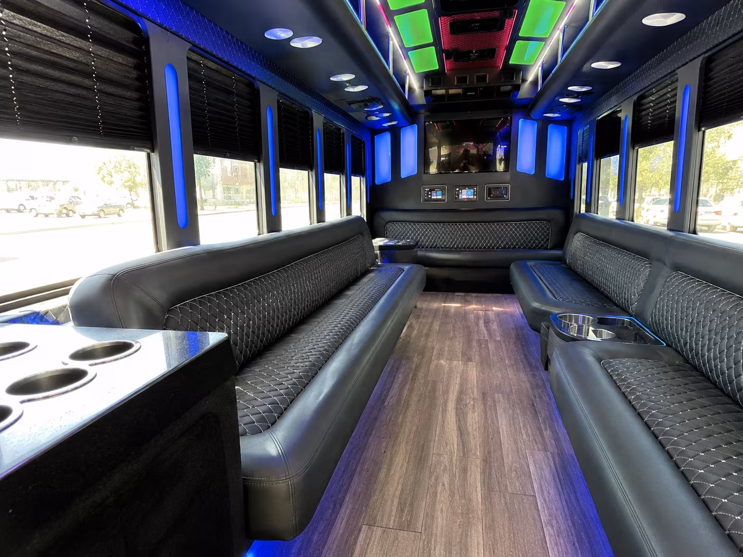 morgan hill 15 passenger party bus inside
