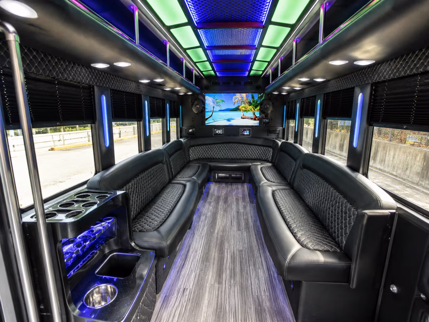 morgan hill 18 passenger party bus inside