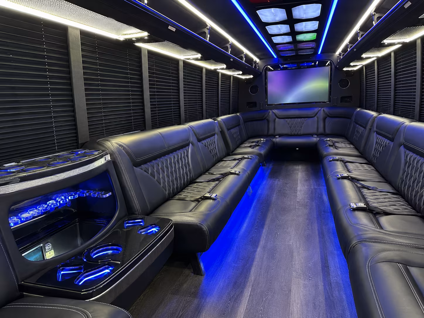 morgan hill 20 passenger party bus inside
