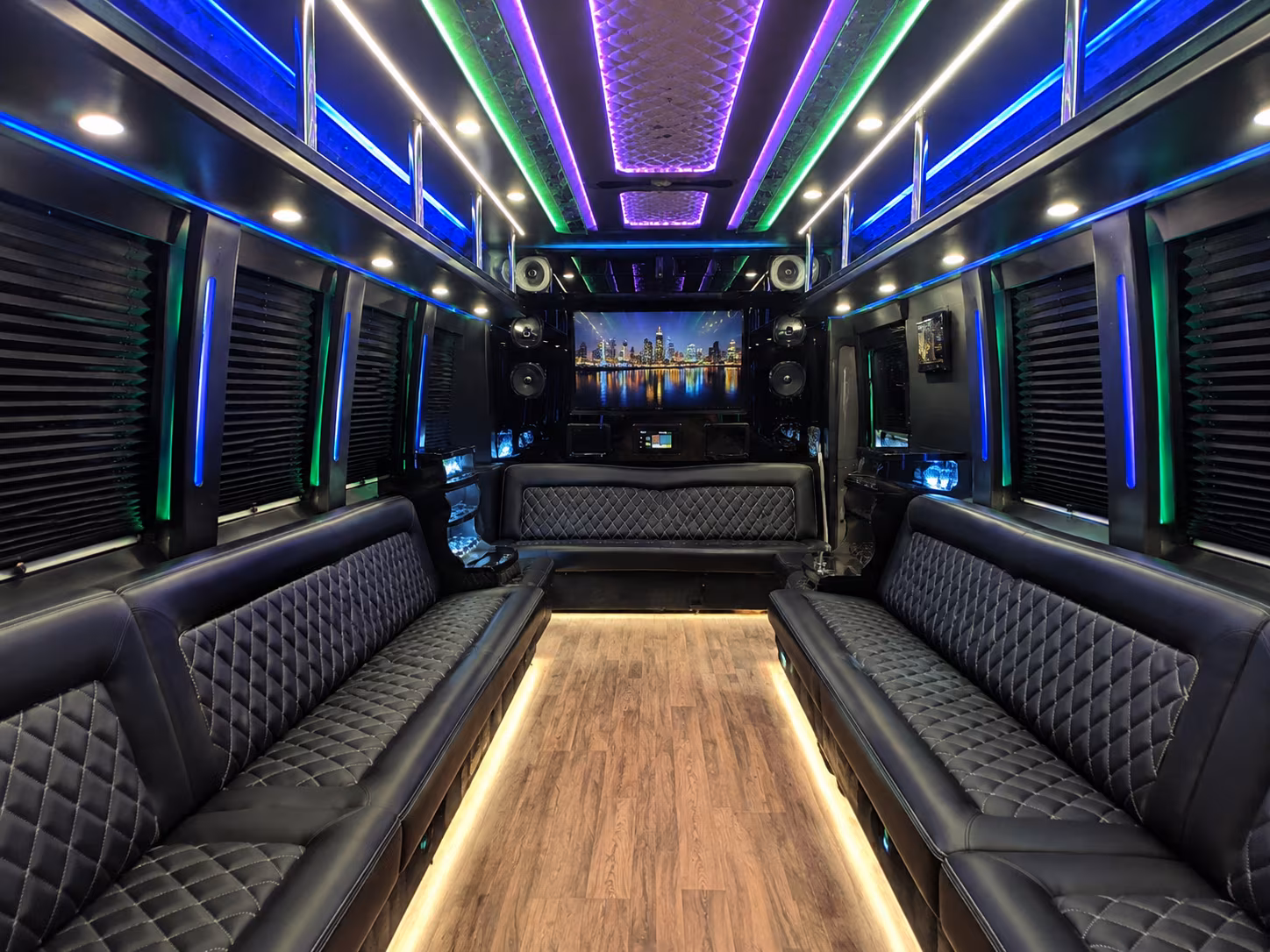 morgan hill 25 passenger party bus interior