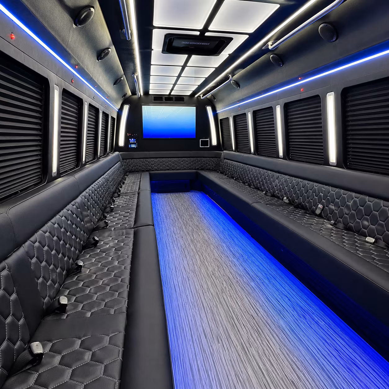 morgan hill 50 passenger party bus inside