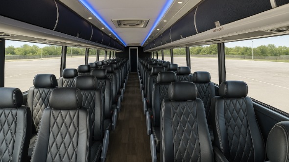 Interior of Charter Bus Company Morgan Hill's 54 Passenger Charter Bus in Morgan Hill
