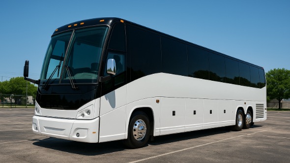 Exterior of Charter Bus Company Morgan Hill's 54 Passenger Charter Bus in Morgan Hill
