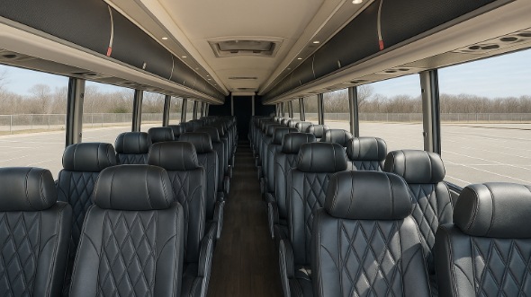 Interior of Charter Bus Company Morgan Hill's 55 Passenger Charter Bus in Morgan Hill