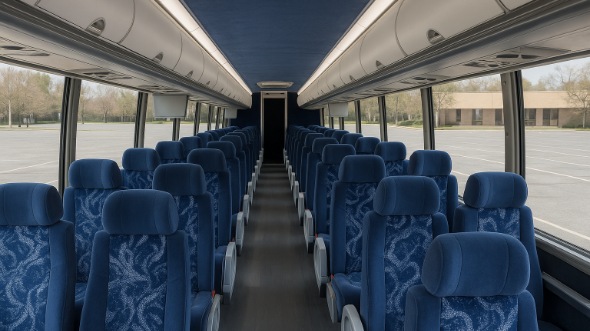 Interior of Charter Bus Company Morgan Hill's 56 Passenger Charter Bus in Morgan Hill