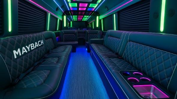 Interior of Charter Bus Company Morgan Hill's Party Bus in Morgan Hill